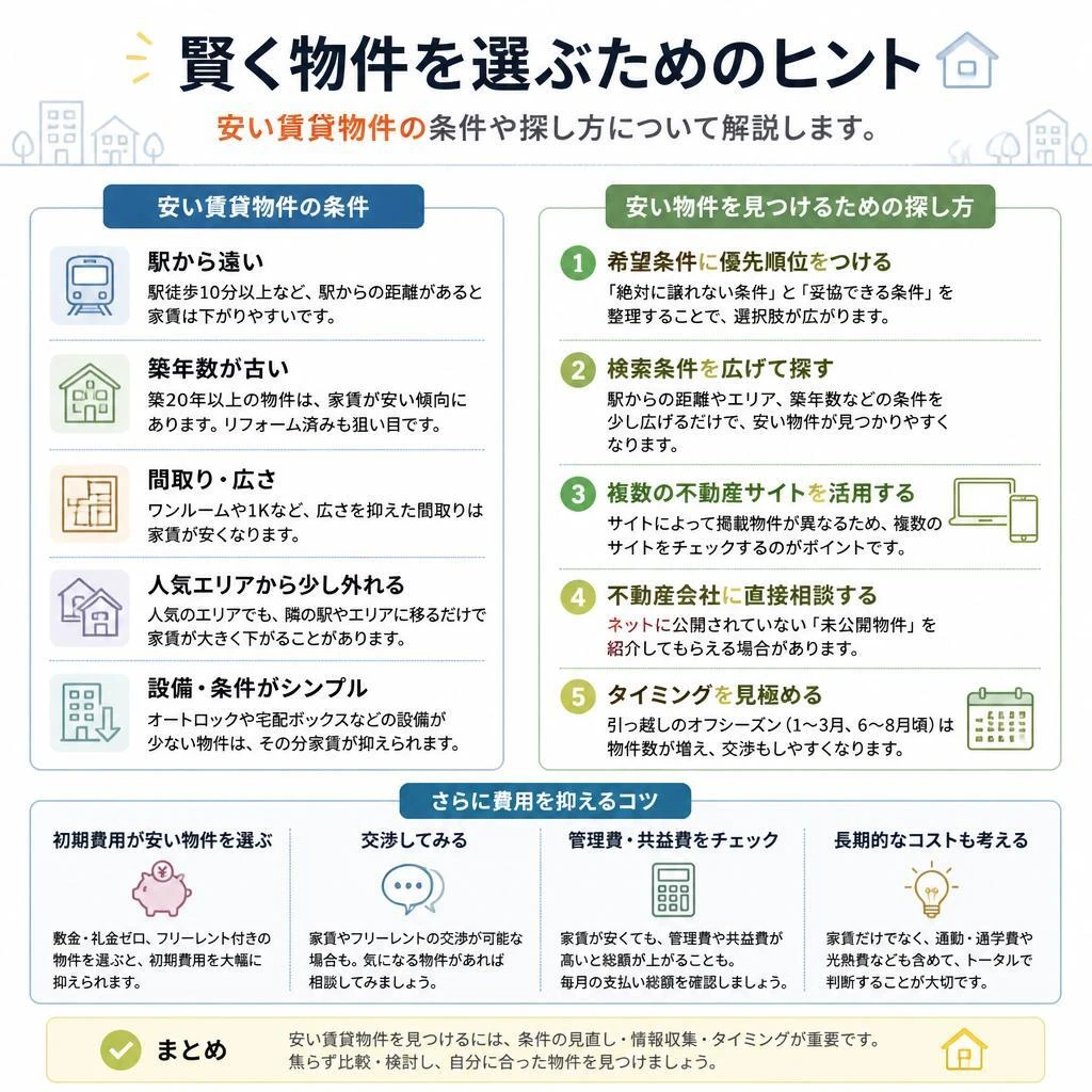 安い賃貸の条件