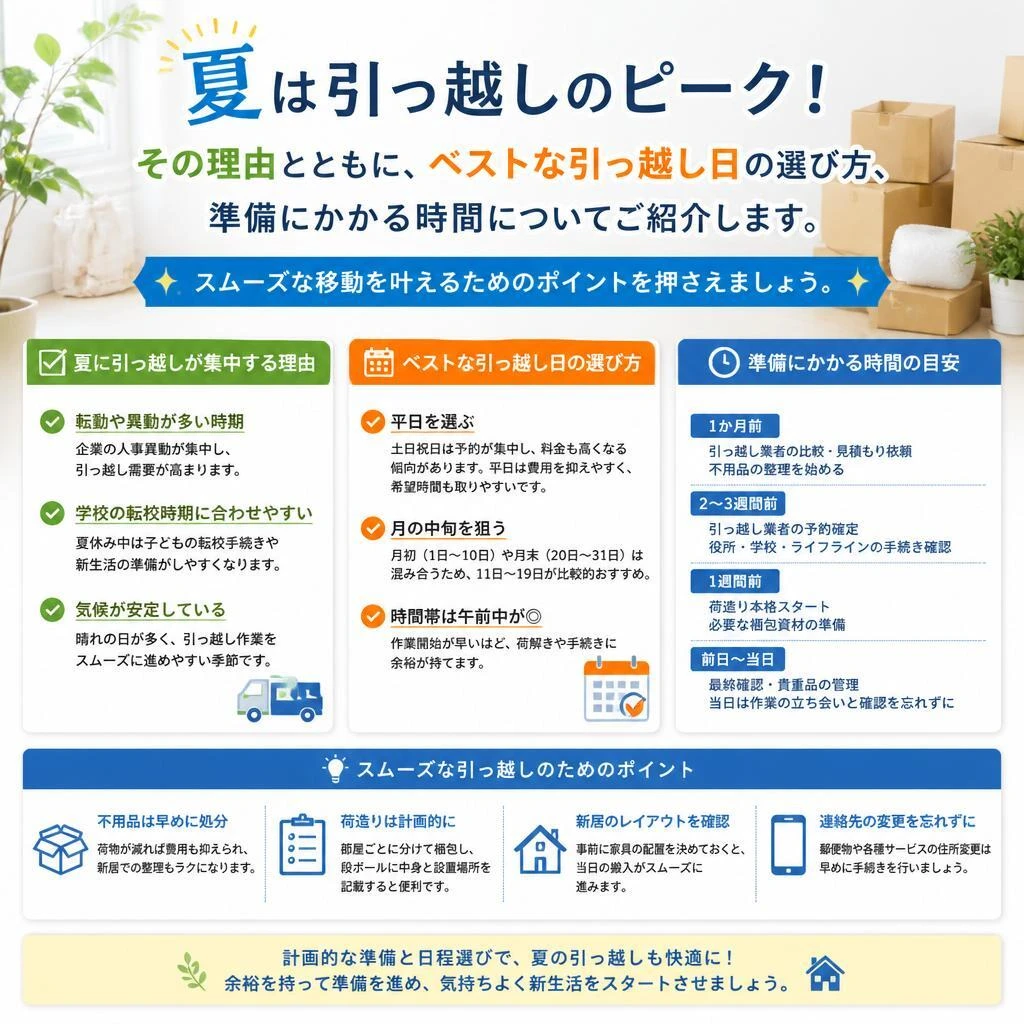 夏の引っ越しに最適なタイミング
